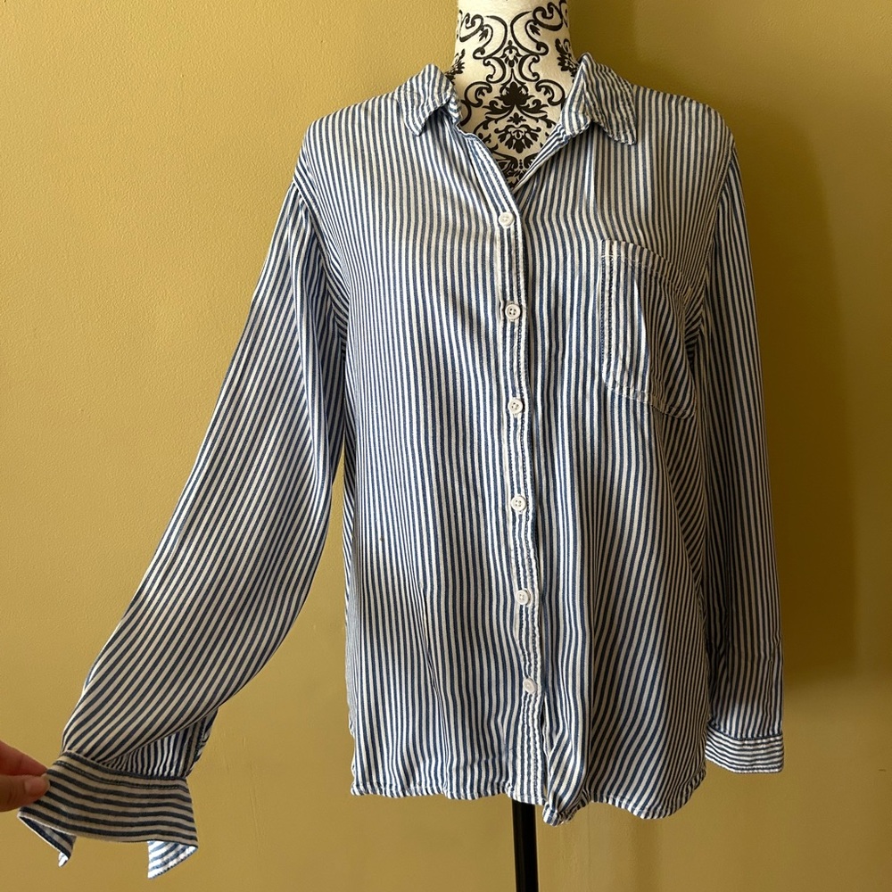 Stripped Blue and White Button Up
